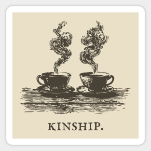 Cozy Kinship Two Cups of Coffee Illustration Magnet
